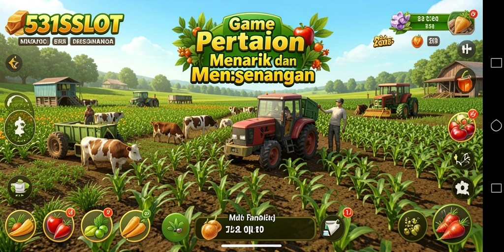 Screenshot gameplay menampilkan petani yang sedang merawat tanaman.