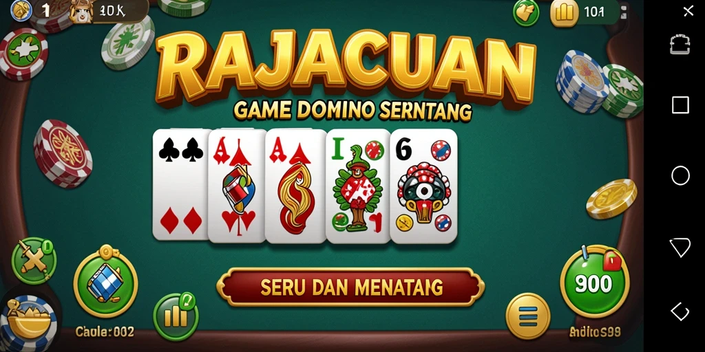 Tampilan gameplay seru dalam RAJACUAN yang menampilkan aksi domino.